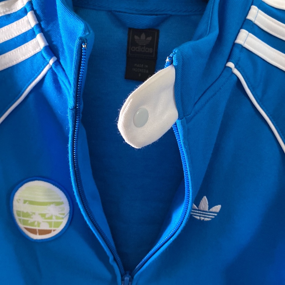 Adidas Sweatshirt Boys Size S Small Full Zip Blue White Logo Pockets - Picture 10 of 12